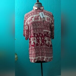 Red Elephant Print  Shirt